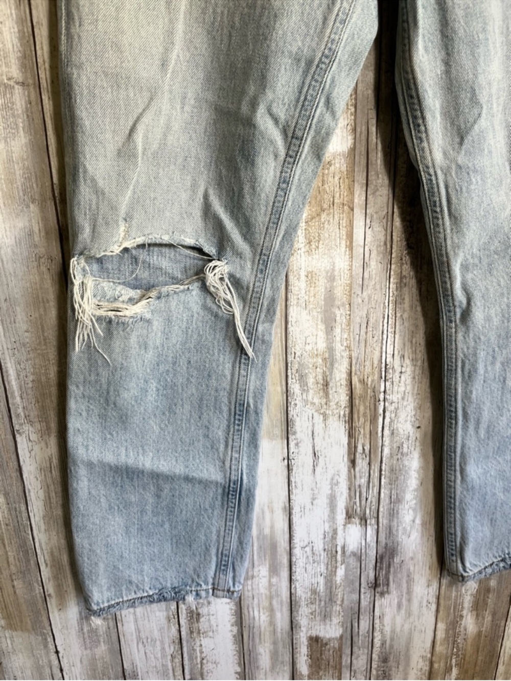 AGOLDE Riley High Rise Straight Crop Jeans Light Wash Raw Hem 25 - Picture 3 of 9